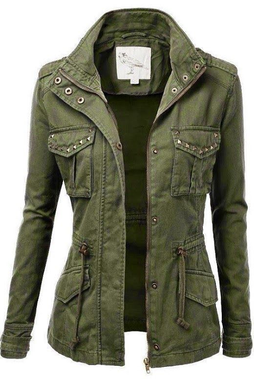 womens military jacket womens trendy camo military cotton drawstring jacket with studs. iu0027d prefer  it without FKYJBCF