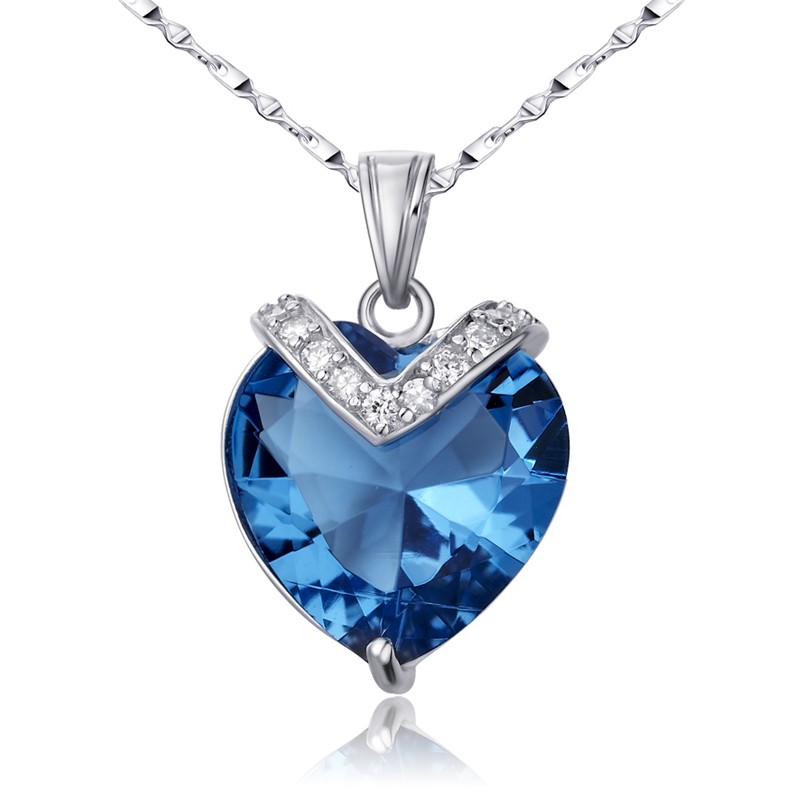 womens necklace 47 romantic heart of the ocean 925 sterling silver rhinestone pendant womenu0027s NTBQXJK
