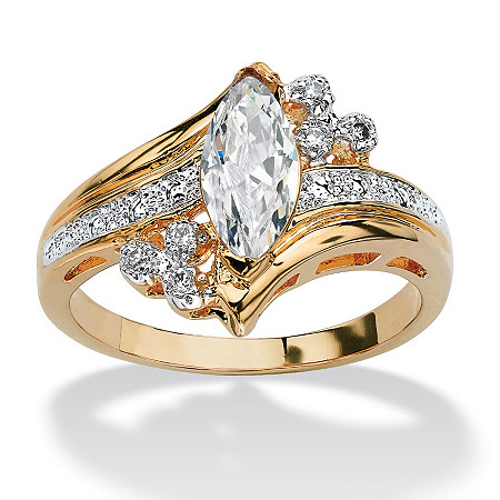 womens rings 1.03 tcw marquise-cut cubic zirconia engagement anniversary ring in 14k  gold-plated EUEWHCY