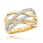 womens rings luxurman right hand rings: unique womens diamond ring 14k gold 0.45ct - DLFWSVI
