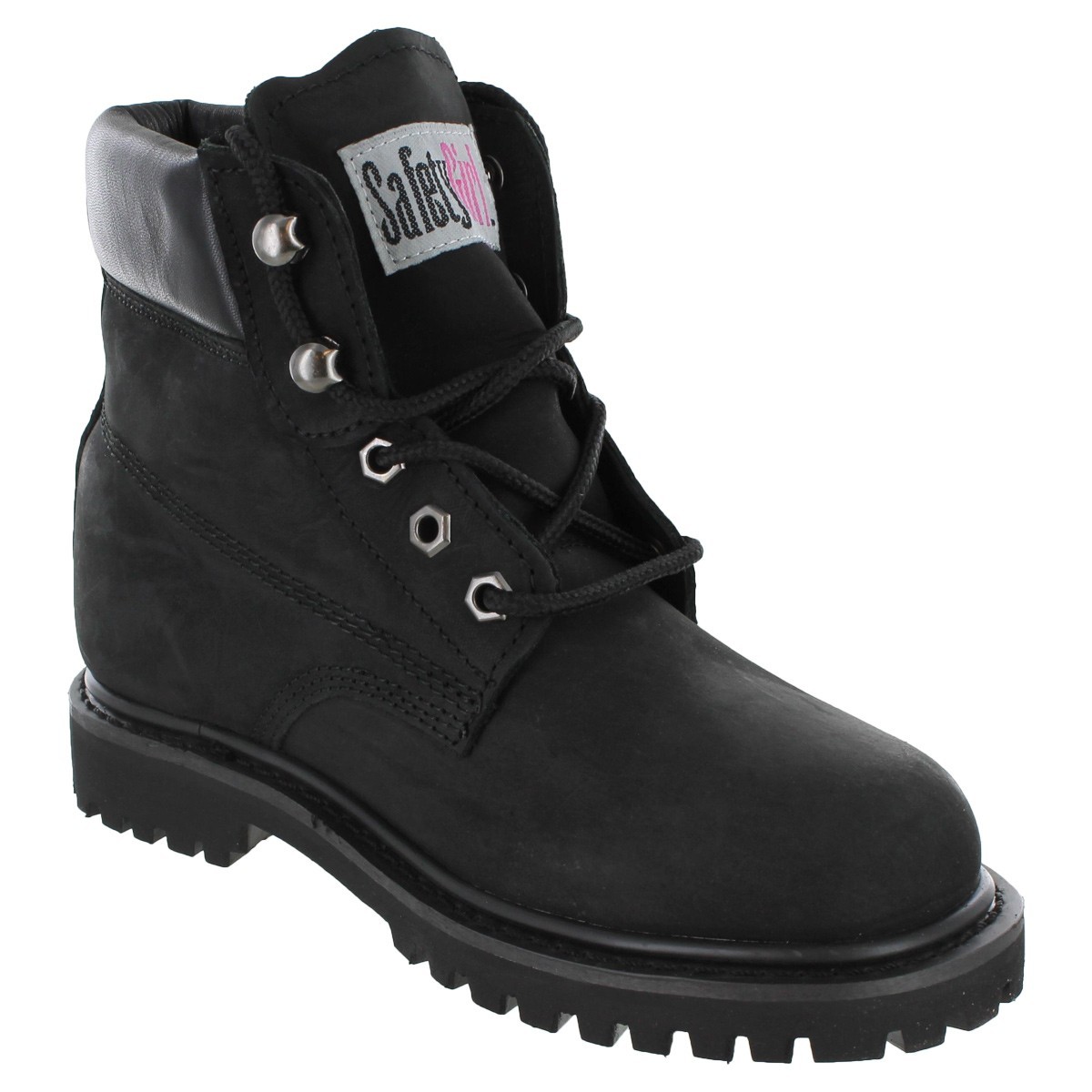 womens steel toe boots safety girl ii steel toe work boots - black FASFELW