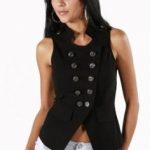 womens vests afterpink double button down vest clubwear women top DXNSWOR