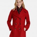 wool coats quinn double breasted wool pea coat with plaid scarf VXDQBGR