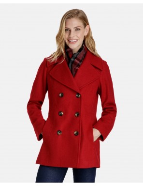 wool coats quinn double breasted wool pea coat with plaid scarf VXDQBGR