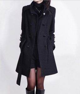 wool coats womenu0027s cashmere coat double breasted fitted wool coat jacket black long  coat m-xxl JBHUCGX