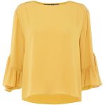 yellow blouse biba frill sleeve easy trim detail blouse ($66) ❤ liked on polyvore  featuring IMPWTGL