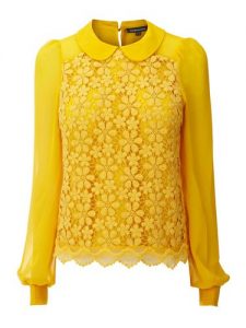 yellow blouse warehouse lace blouse, brighten up work days with warehouseu0027s egg yolk  yellow lace HWLOERH