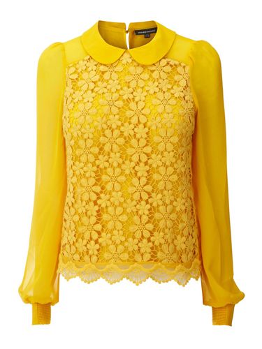 yellow blouse warehouse lace blouse, brighten up work days with warehouseu0027s egg yolk  yellow lace HWLOERH