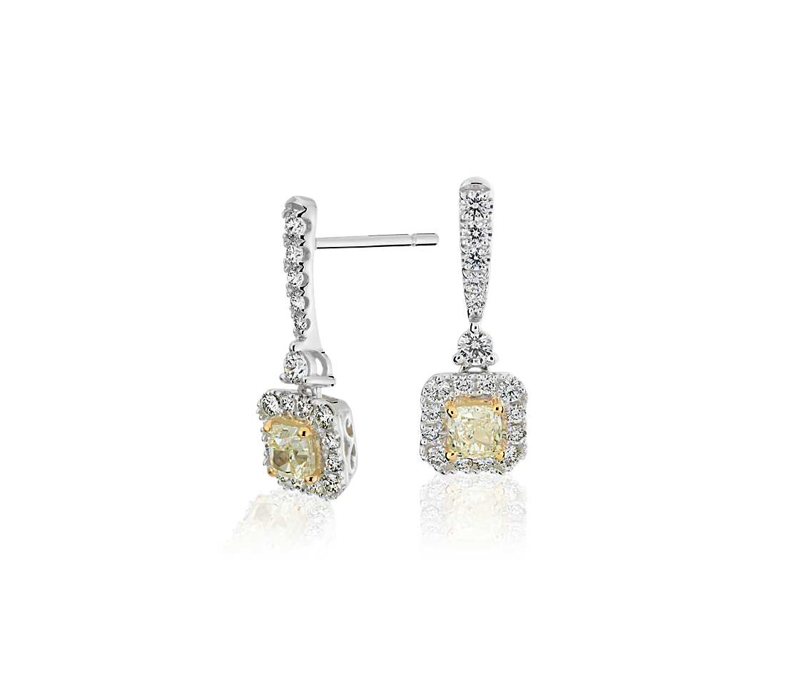 yellow diamond drop earrings in 14k white and yellow gold (1.22 ct. GDFOYXH
