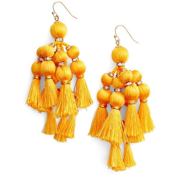 yellow earrings womenu0027s kate spade new york pretty pom tassel drop earrings ($98) ❤ EVAEURV