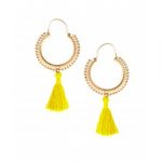 yellow earrings yellow tassel hoop earrings STRXDTU