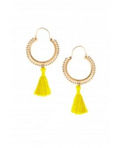 yellow earrings yellow tassel hoop earrings STRXDTU