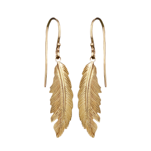 yellow gold feather earrings GBSAPHT