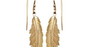 yellow gold feather earrings GBSAPHT