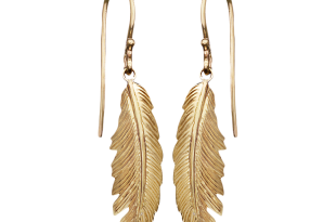 yellow gold feather earrings GBSAPHT