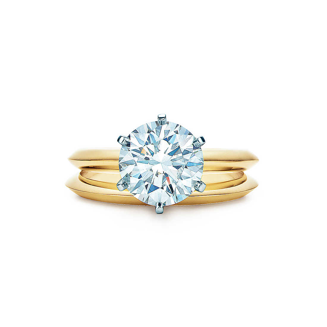 yellow gold rings 2.2 ct shown with tiffany wedding band KASKWTB