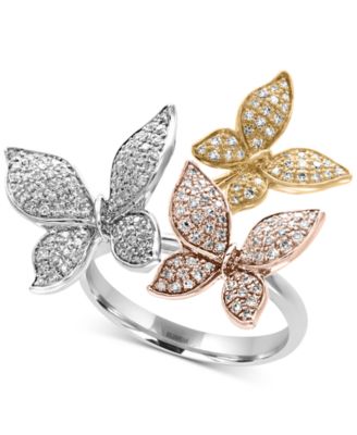 yellow gold rings trio by effy® diamond pavé butterfly ring (5/8 ct. t.w.) IFSWAQW