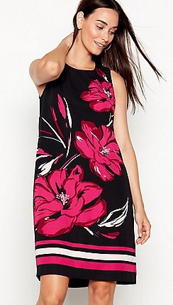 Black and pink floral hawaiian mini tank dress