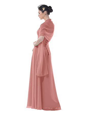 Pink floor length flared dress with matching shawl
