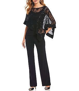 Black long-sleeved lace blouse with chinos