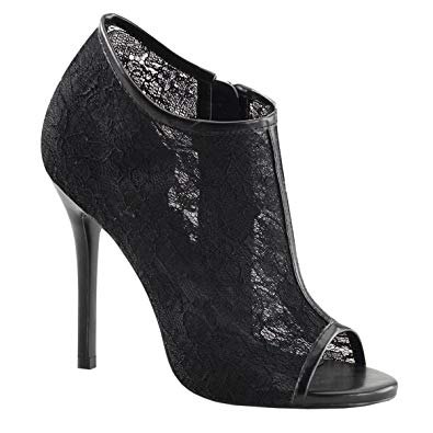 Black high heels with open toes and subtle lace details