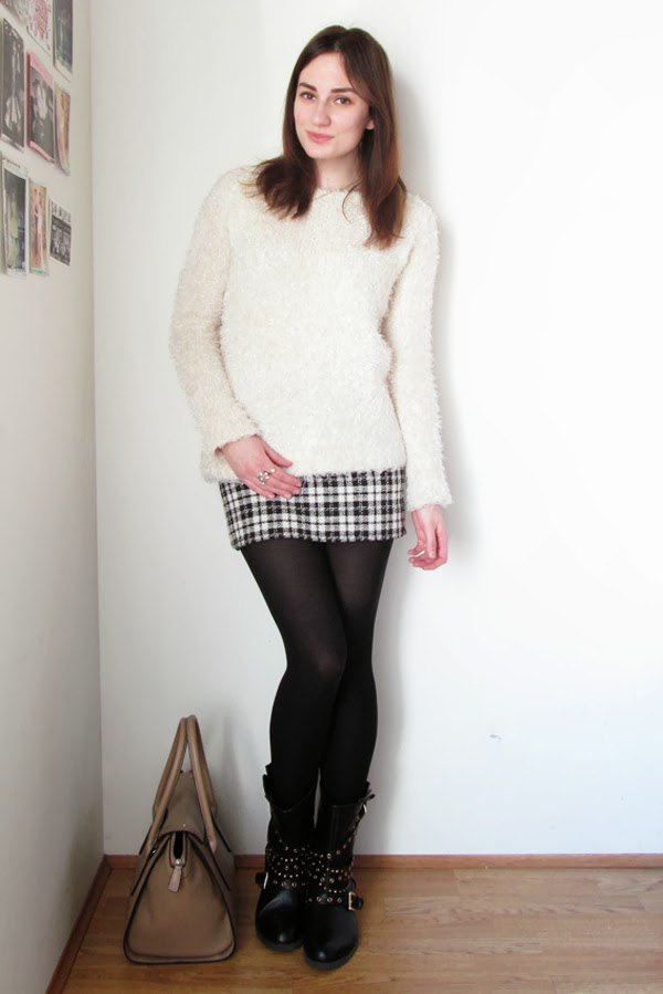 Best check wool skirt outfit ideas for women