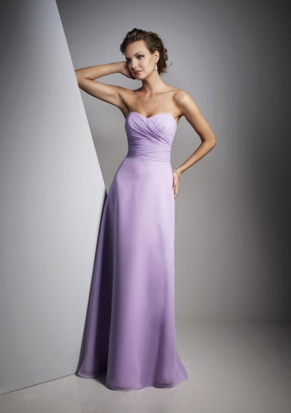 Light Purple Bodycon Strapless Floor Length Prom Dress