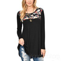 Black floral tunic top with ribbed skinny jeans