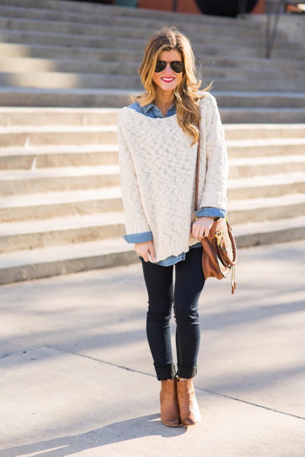 How to Wear Oversized White Sweater: Best 13 Cozy Outfit Ideas for Women