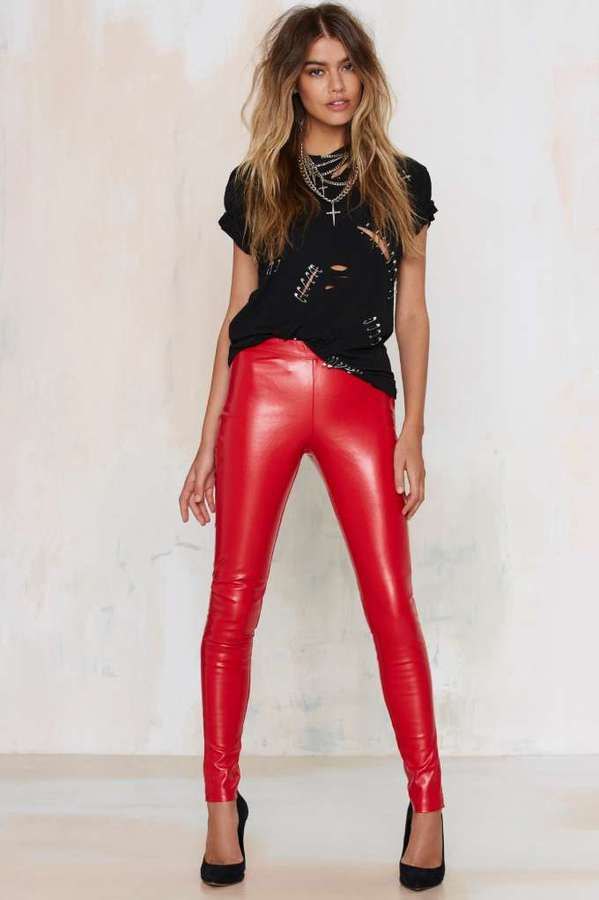 Top 13 Super Stylish Red Leather Pants Outfit Ideas for Women