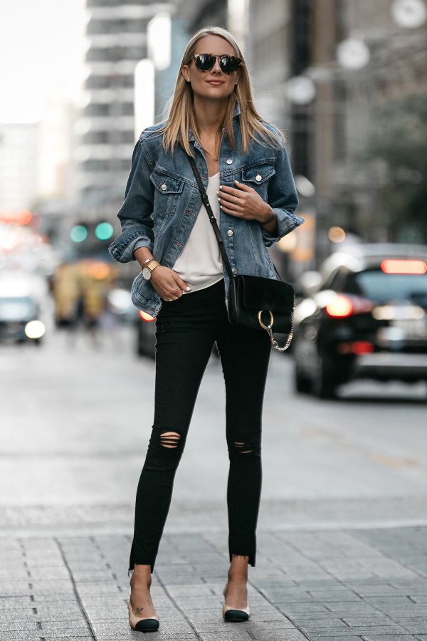 Best black ripped skinny jeans outfit ideas