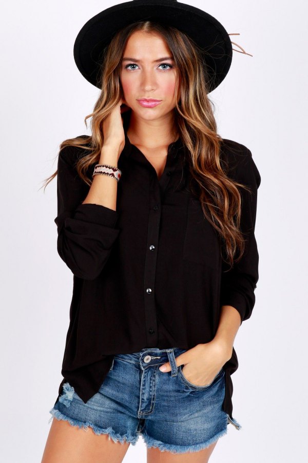 Best black button down shirt outfit ideas for women