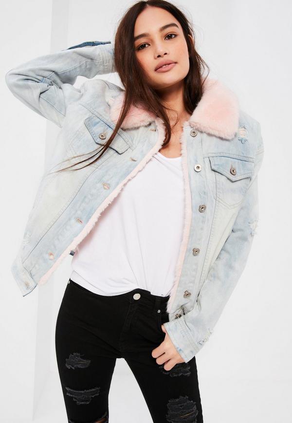 Best 15 Denim Jacket with Fur Collar Outfit Ideas for Ladies