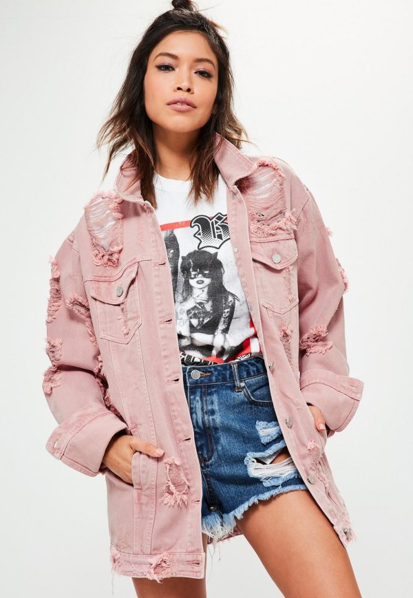 How to Style Pink Denim Jacket: 15  Stylish & Youthful Looks for Ladies