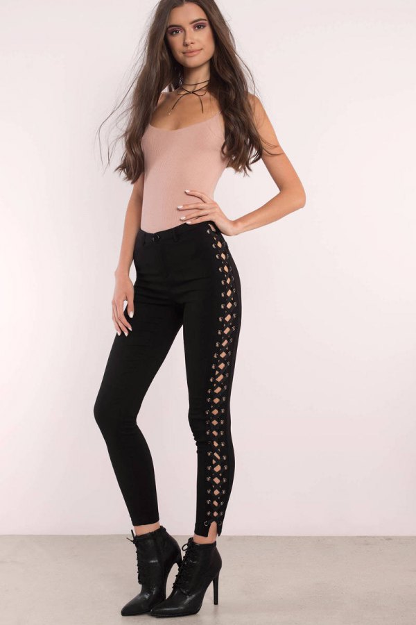 Best 13 Black Lace Up Pants Outfit Ideas for Women