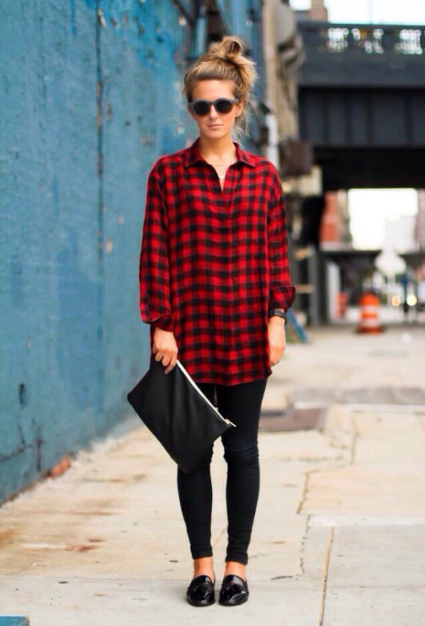 Best outfit ideas for red flannel shirts for women