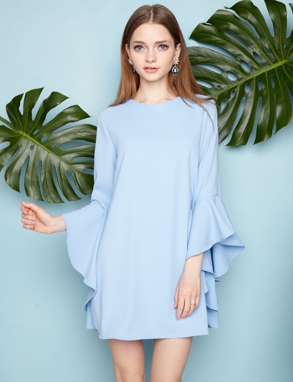 How to Wear Light Blue Long Sleeve Dress:  Best 13 Refreshing Outfits for Ladies