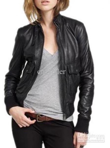 Black faux leather sport coat with gray V-neck t-shirt