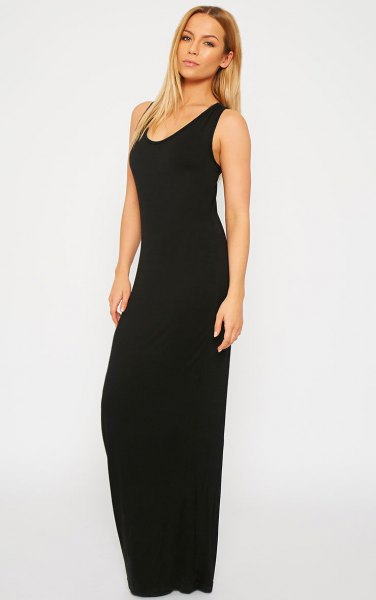 black sheer sleeveless maxi dress