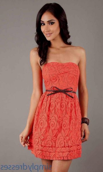 Strapless belted lace mini dress from Carol
