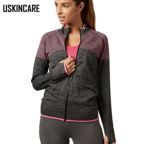 dark gray shorts jacket with pink top and running leggings
