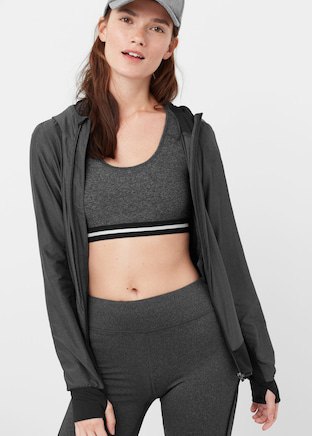 gray crop top with matching running cardigan