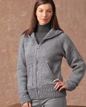 gray hooded cardigan and turtleneck sweater