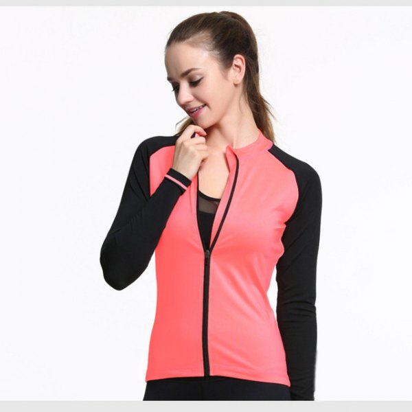 Pink and black sports blazer with semi-sheer scoop neck tank top