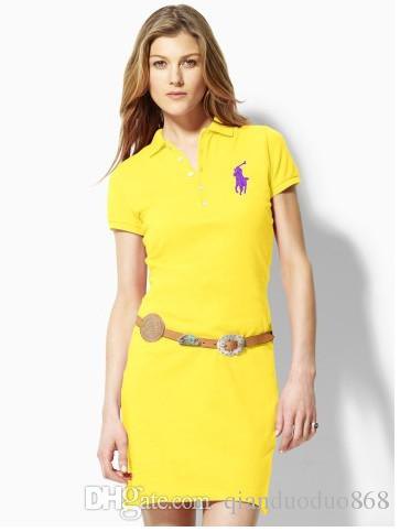 Lemon yellow belted slim fit polo shirt dress