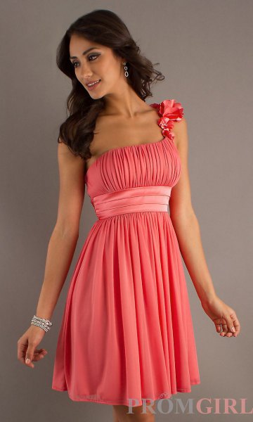 Pink pleated mini cocktail dress with belt