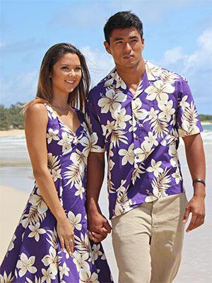 Royal blue flared fitted sleeveless hawaiian mini dress