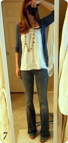 White ruched floaty tank top with navy blue cardigan