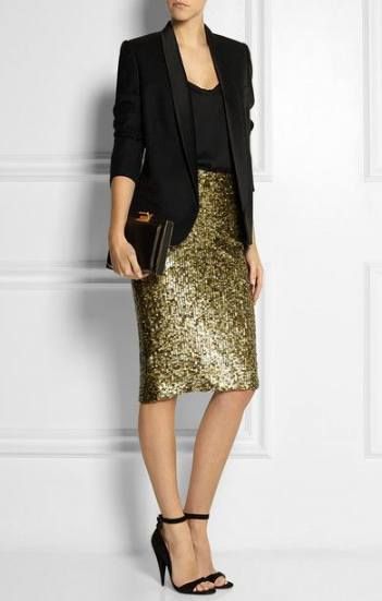 How to Style Gold Sequin Skirt: Best 15 Elegant Outfit Ideas for Ladies