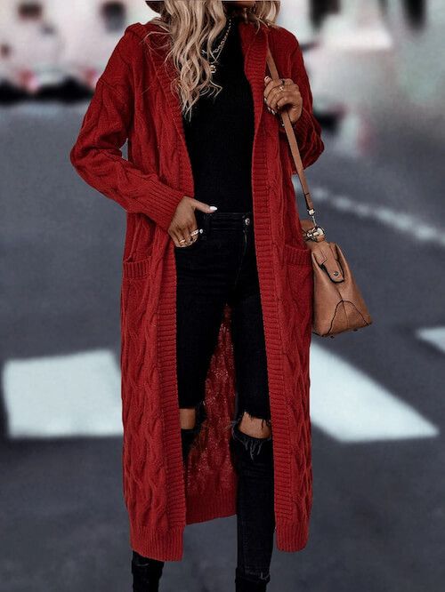 How to Style a Long Red Cardigan for Fall